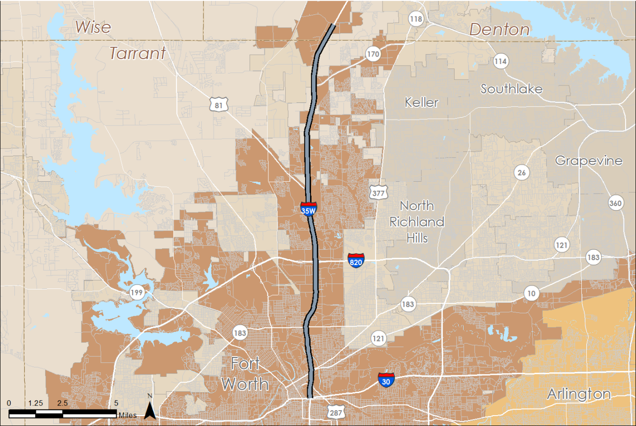 North Tarrant Express I-35W Project (Segments 3A and 3B) map