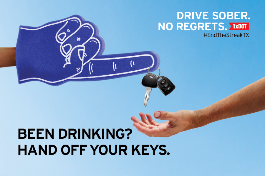 Conduzca sobrio. Sin remordimientos. #EndtheStreakTx