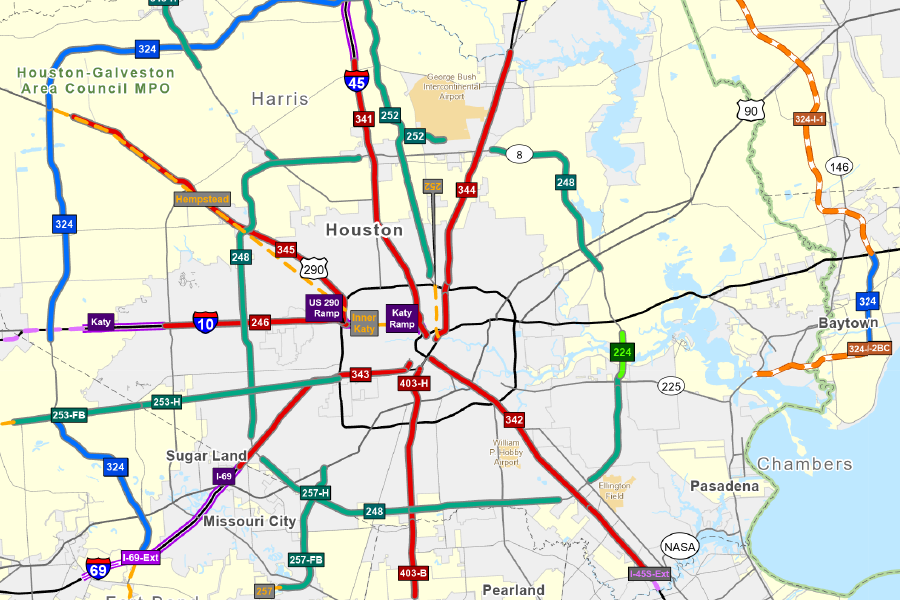 Toll roads and HOV map (Houston) 