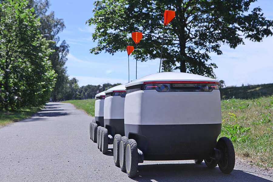 Moving delivery robots on the road