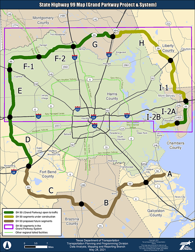 Map of Proposed SH 99/Grand Parkway Project