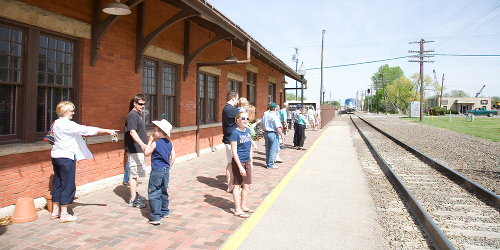Passengers at rail station