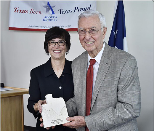 Left: Keep Texas Beautiful Executive Director Suzanne Kho; Right: James R. Bobby Evans