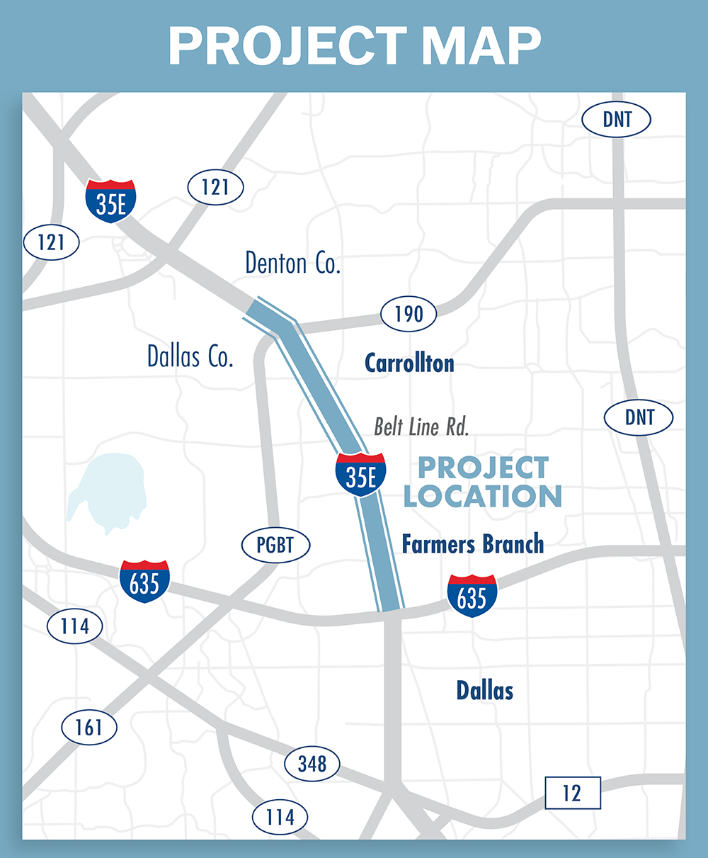 I-35 East Phase 2 Project Construction between State Highway 190 and I-635 Dallas County