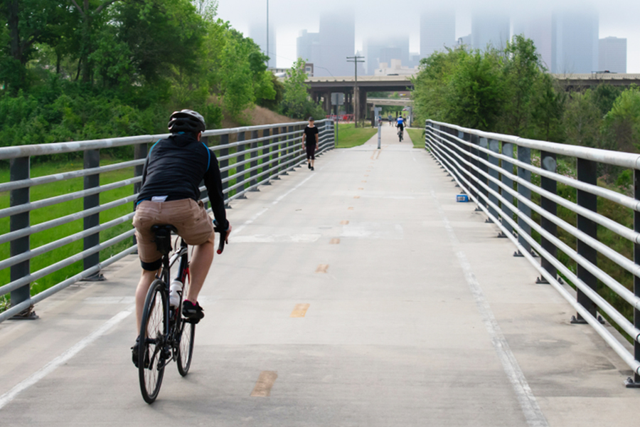 Bicycle on pedestrian bridge