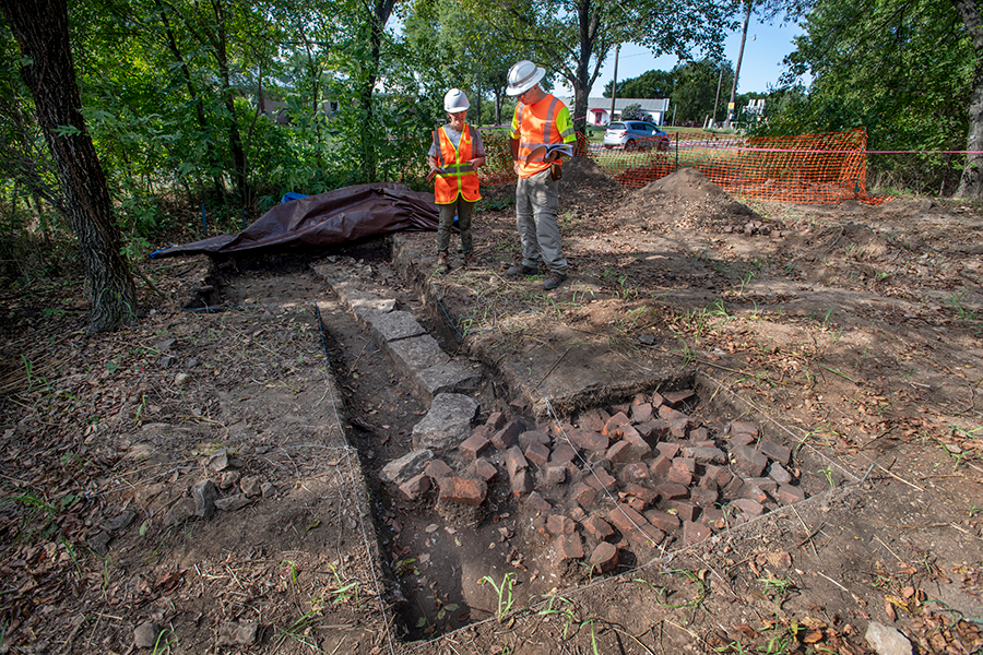 Archaeologist at dig site