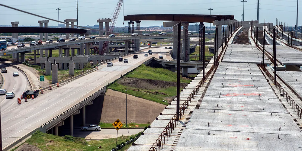 Construction of LBJ Freeway