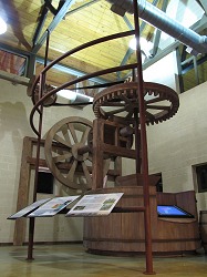 Interactive exhibit display of a grist mill in the lobby