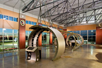 View of interior display exhibit that resembles an aircraft fuselage