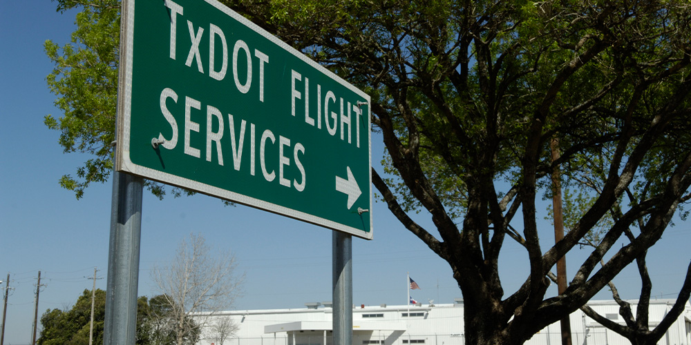 TxDOT flight services sign