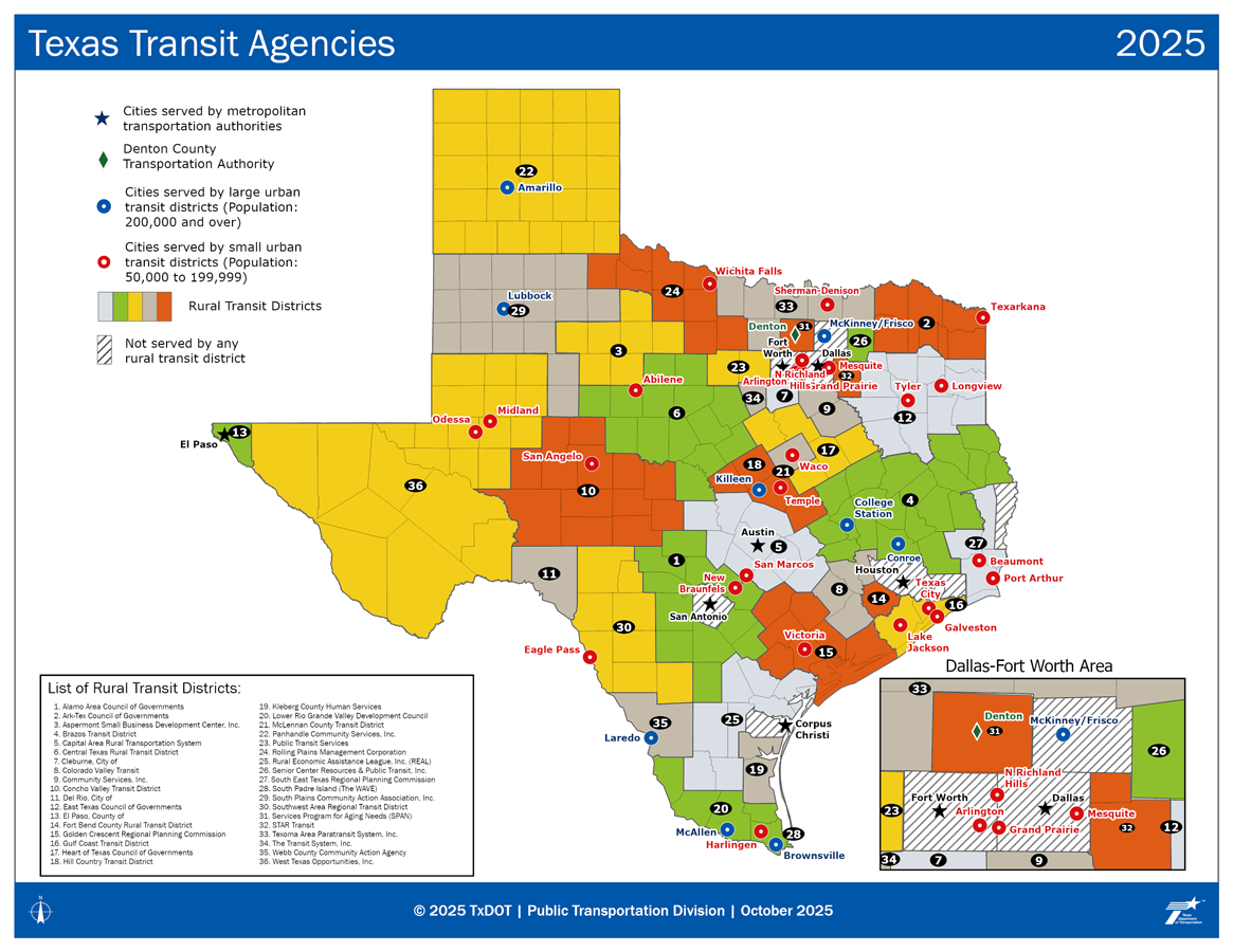 Thumbnail of MTAs State Funded Urban and Rural Transit District Map