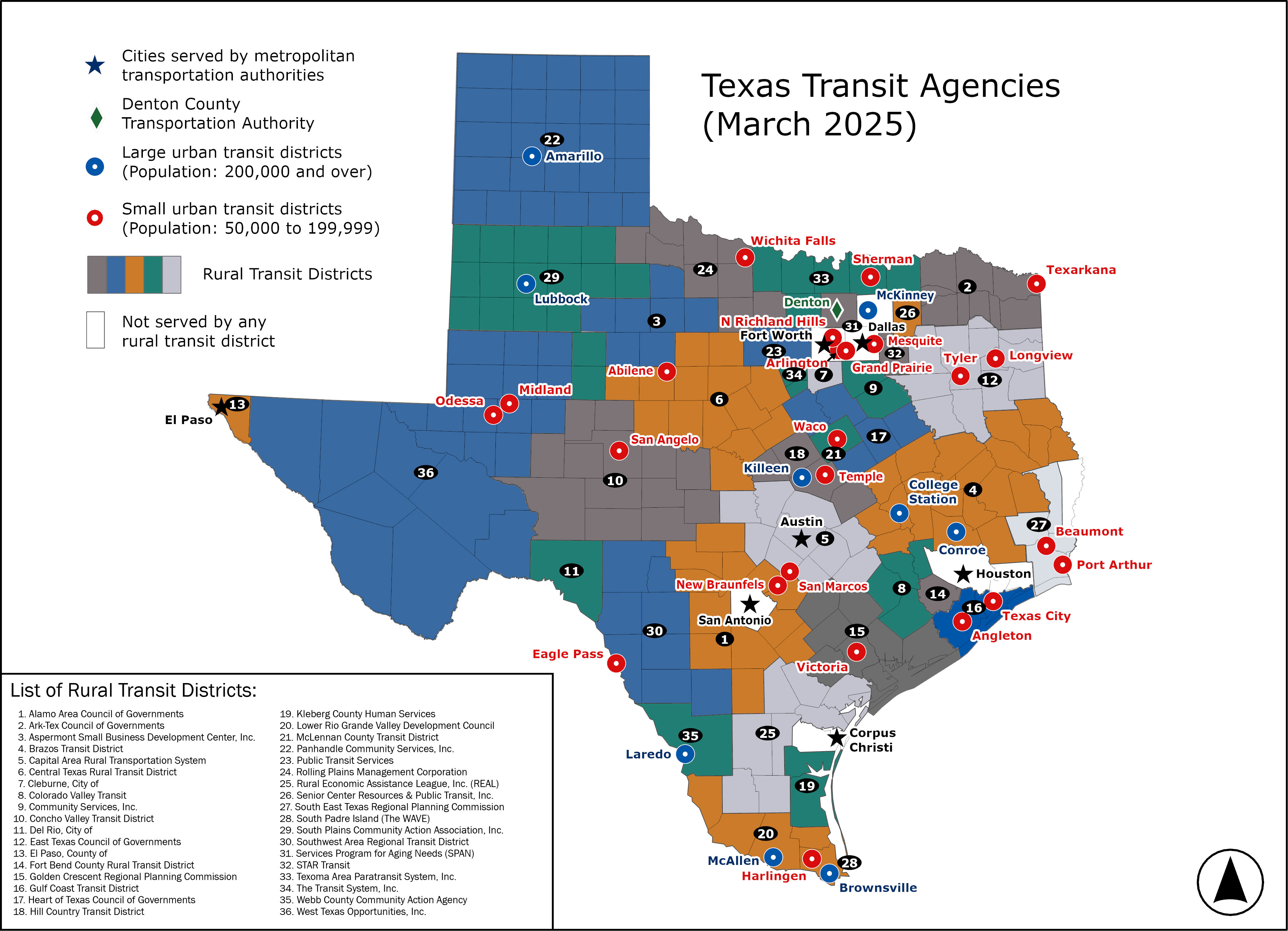 Thumbnail of MTAs State Funded Urban and Rural Transit District Map