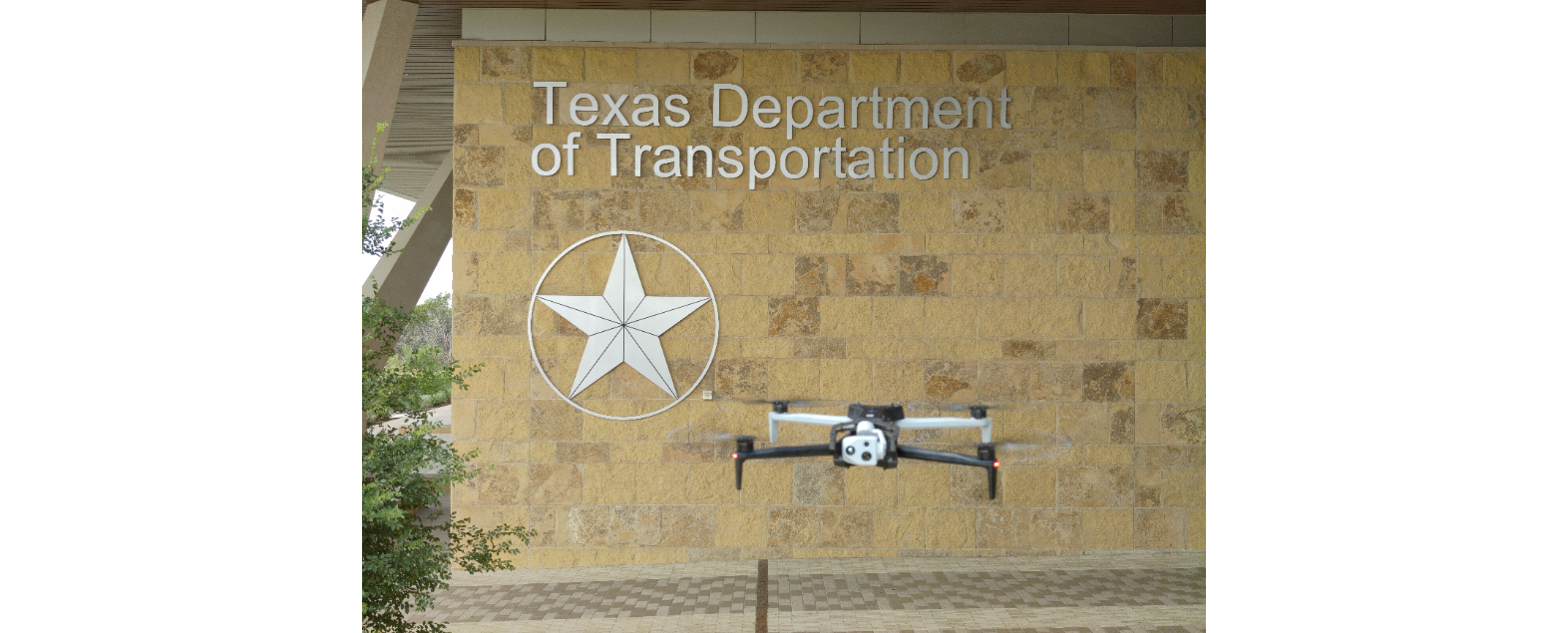 drone in front of TxDOT building