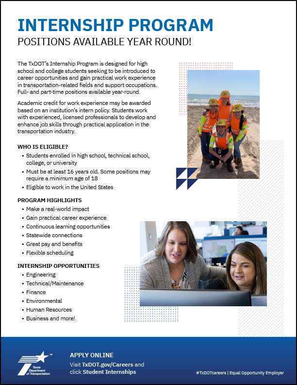 Sample TxDOT internship flyer