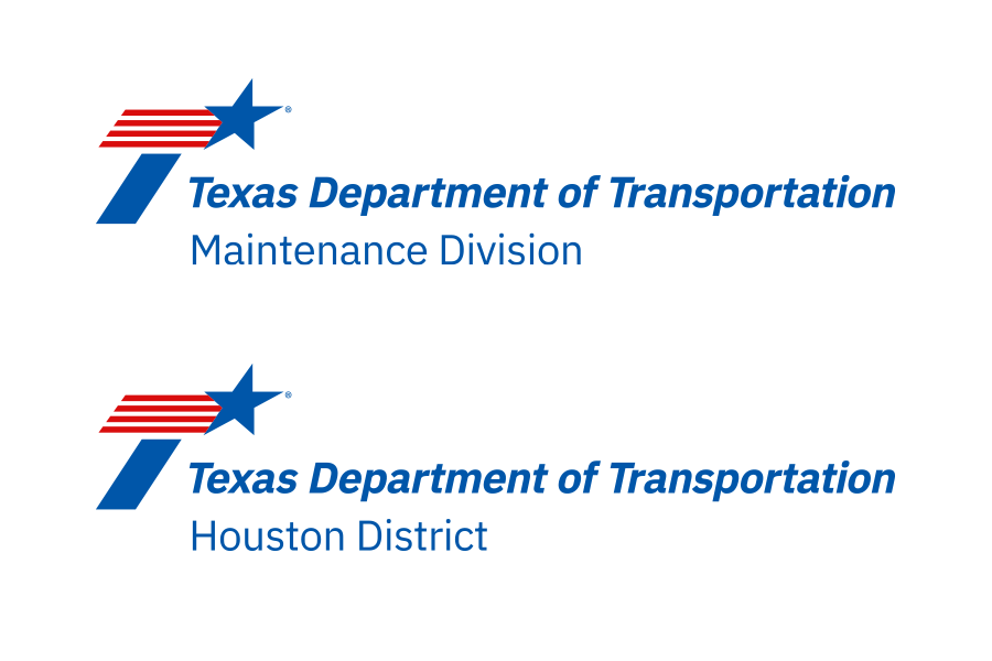 Sample TxDOT sub-logo for maintenance division and Houston district.