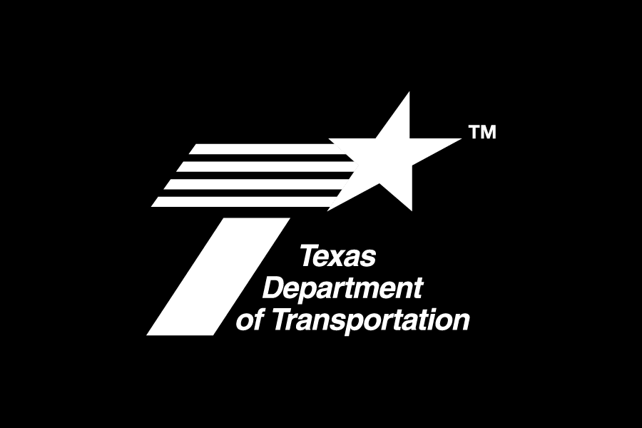 Logotipo de TxDOT blanco sobre negro