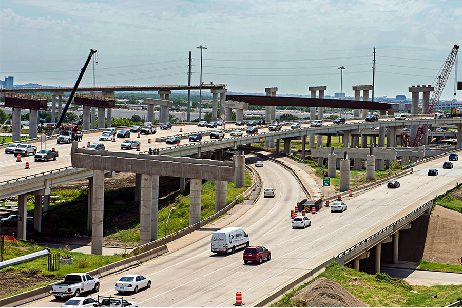 Highway improvement project viewed from distance