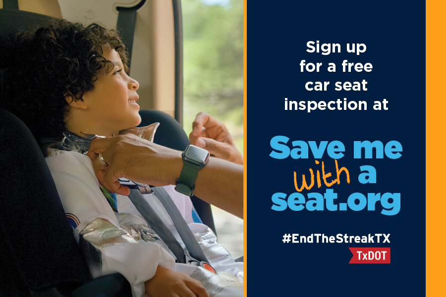 Sign up for a free car seat inspection at Save me with a seat.org