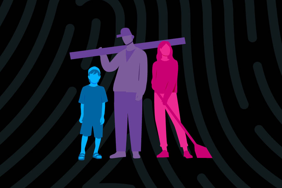 Trata de trabajo ilustración hombre mujer niño