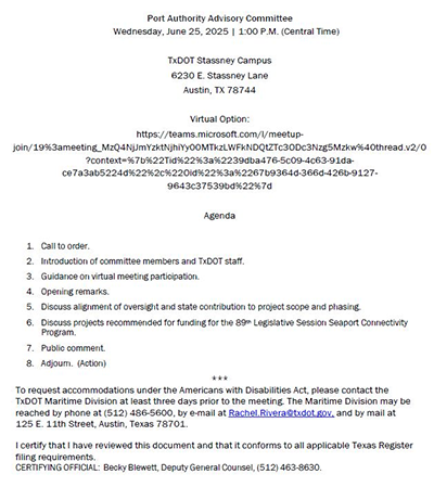 June 25, 2025 PAAC adivisory committee agenda, click to open PDF of document.
