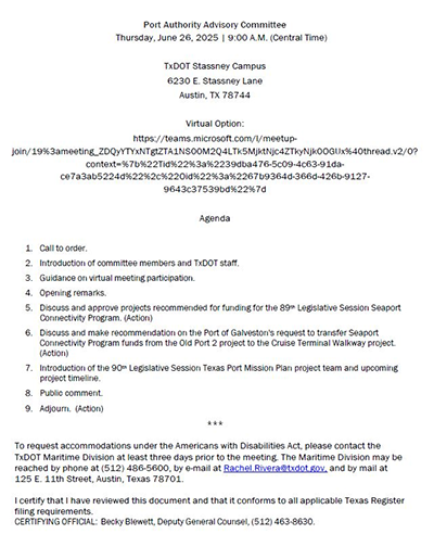 June 26, 2025 PAAC adivisory committee agenda. Select to view PDF of fill agenda.