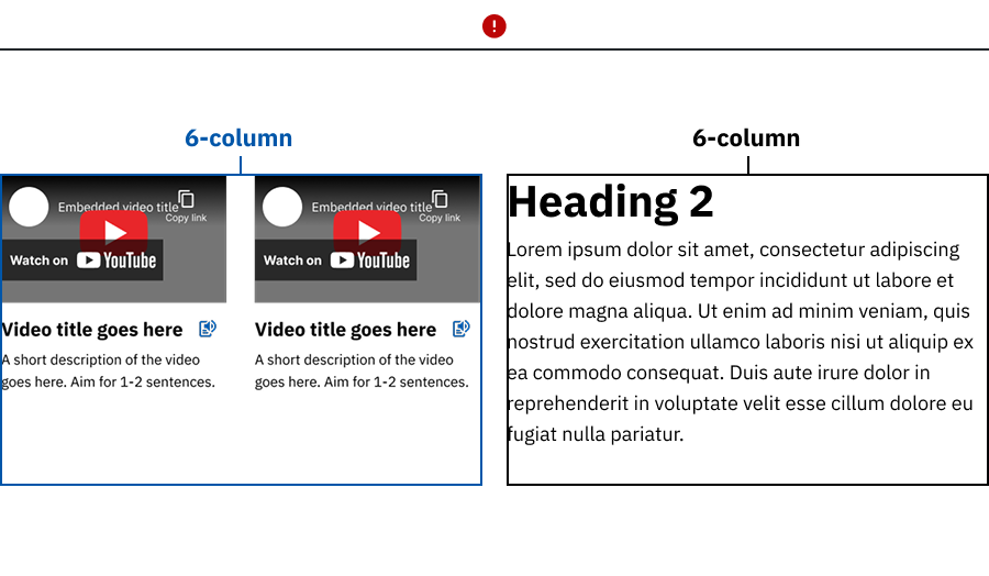 YouTube component uses a multi‑column layout in a narrow content area, reducing video readability and visual balance.