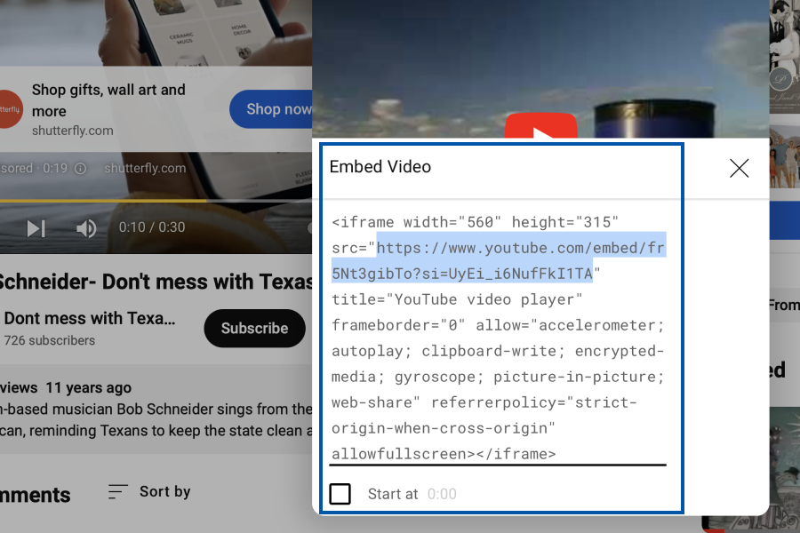 Embed code for YouTube video