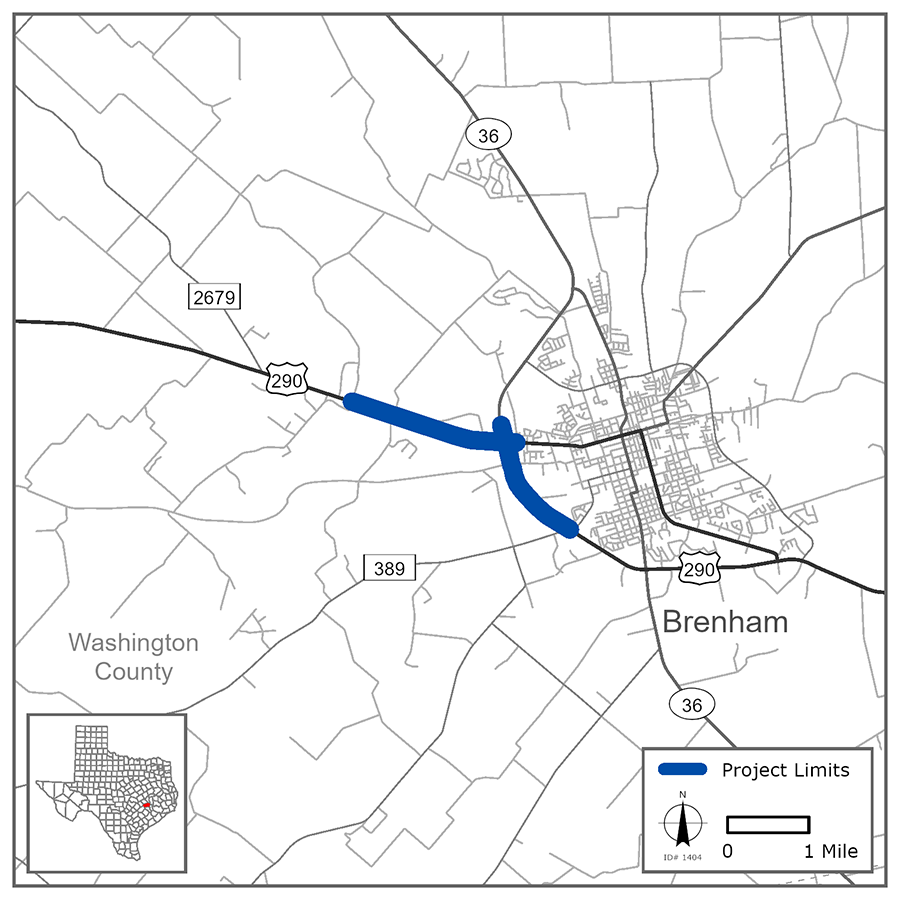 Un mapa que muestra los límites del proyecto SH 290 Design-Build Project. 