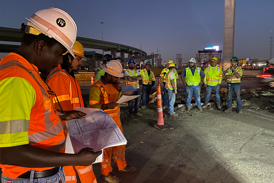 Irving Interchange project.  Most of them are of a project manager with some of our engineering assistants, yellow hard hats. .  The project includes the reconstruction of interchanges at SH 183, SH 114, Loop 12 and Spur 482. Loop 12 will be completely reconstructed and widened from six to eight lanes for a length of 1.2 miles that begins on the south end of Union Bower Road to north of Texas Plaza Drive. The project also includes widening SH 114 from Loop 12 to SH 183 and Spur 482 with direct connectors. Spur 482 will be reconstructed from west of Century Center Boulevard to the interchange and will tie into SH 183 with direct connector.