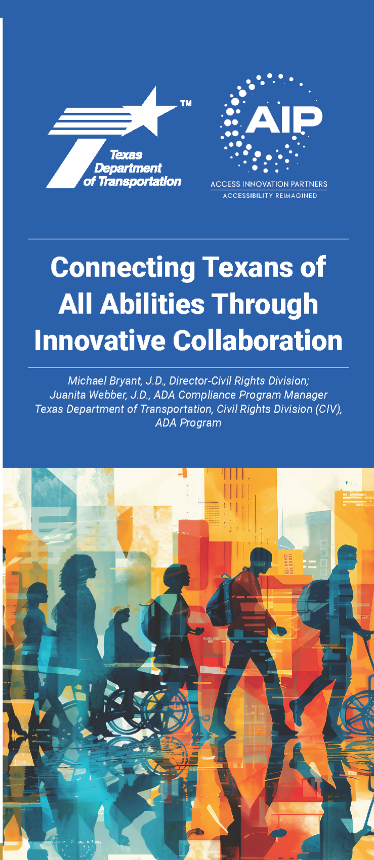Cover of TAMES trifold reads "Connecting Texans of All Abilities Through Innovative Collaboration".