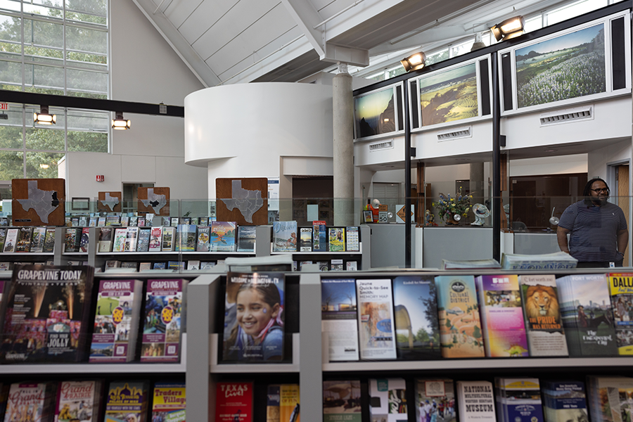 Stand de folletos del centro de información de viajes de Texarkana