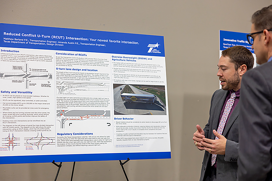 Matthew Barland, P.E., of TxDOT, explains the benefits and design considerations of Reduced Conflict U-Turn (RCUT) intersections, an innovative intersection treatment that improves safety and traffic operations by reducing the number of vehicle conflict points. Instead of allowing direct left turns and through movements from side streets, RCUTs route drivers through a series of right turns and U-turns, resulting in fewer opportunities for severe crashes.