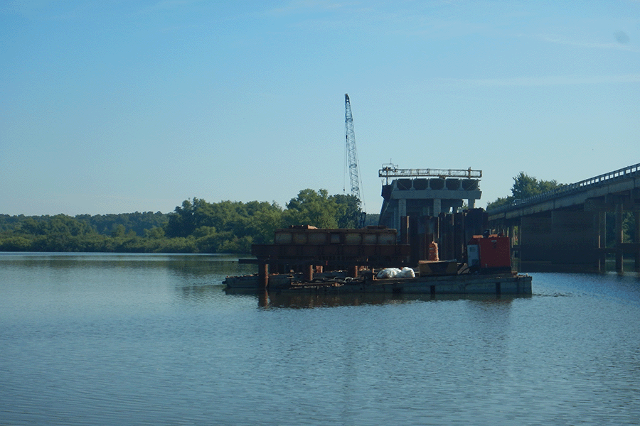 Material and equipment use on platform over water