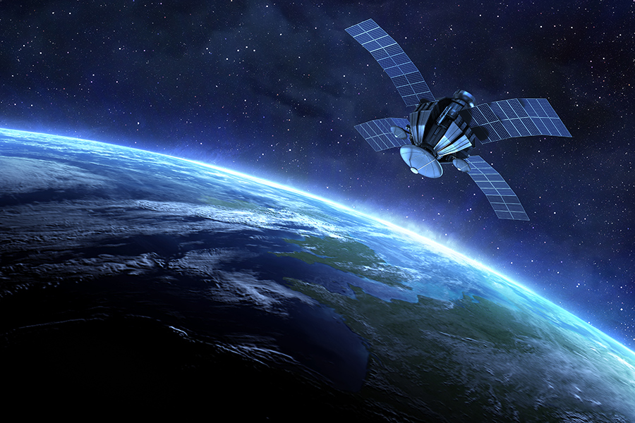 Illustration of satellite above Earth