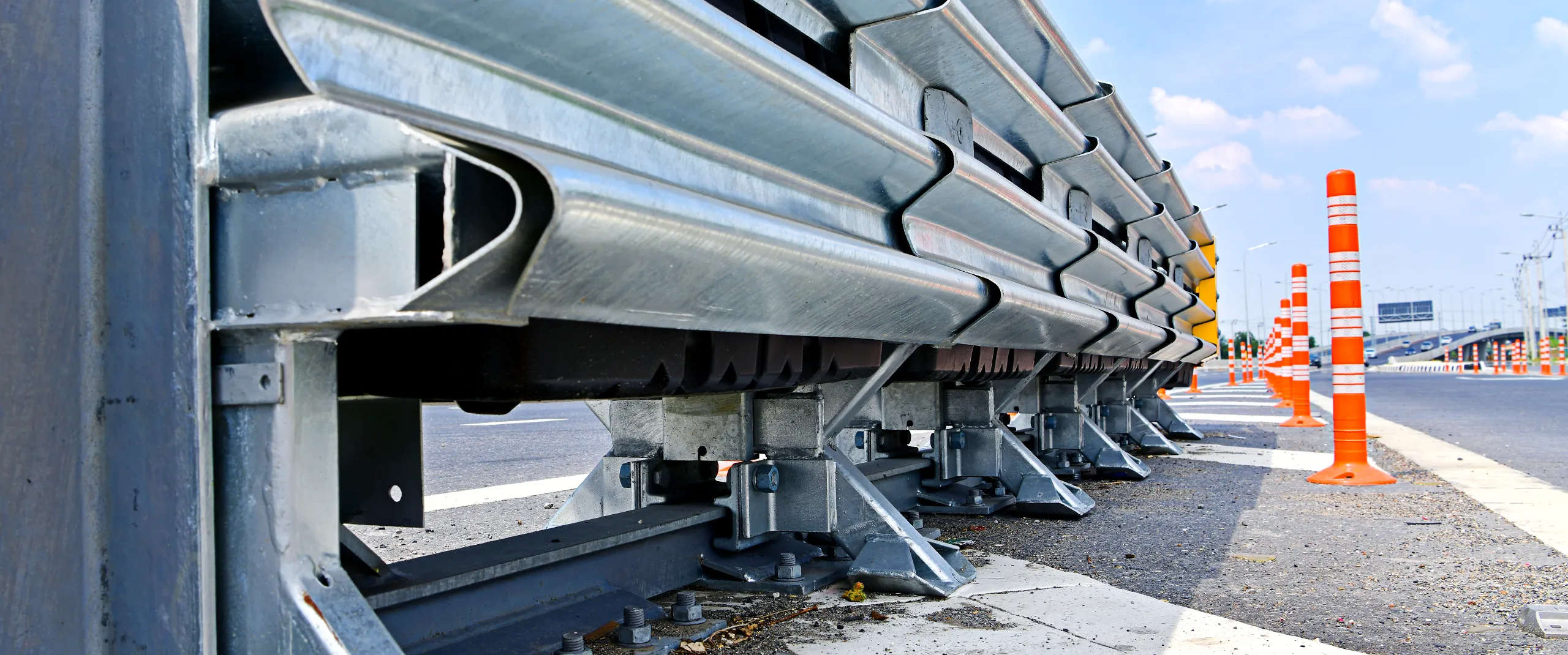 Highway guard rails closeup