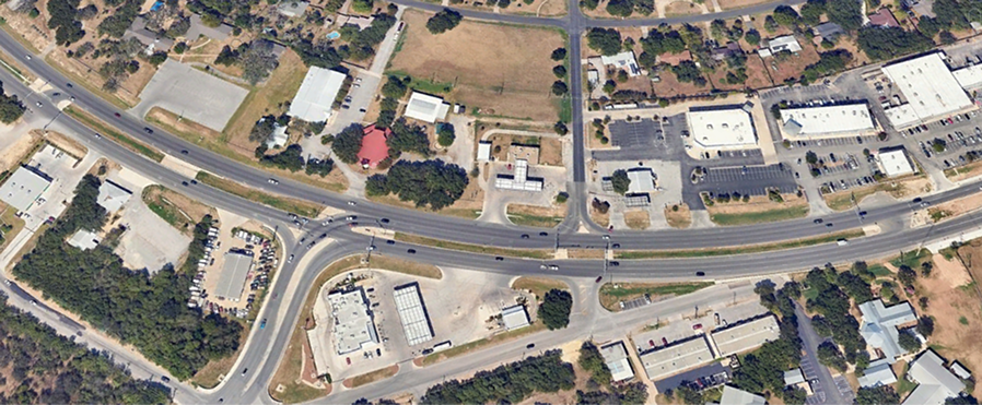 Aerial street view San Antonio roadway Aerial street view San Antonio roadway