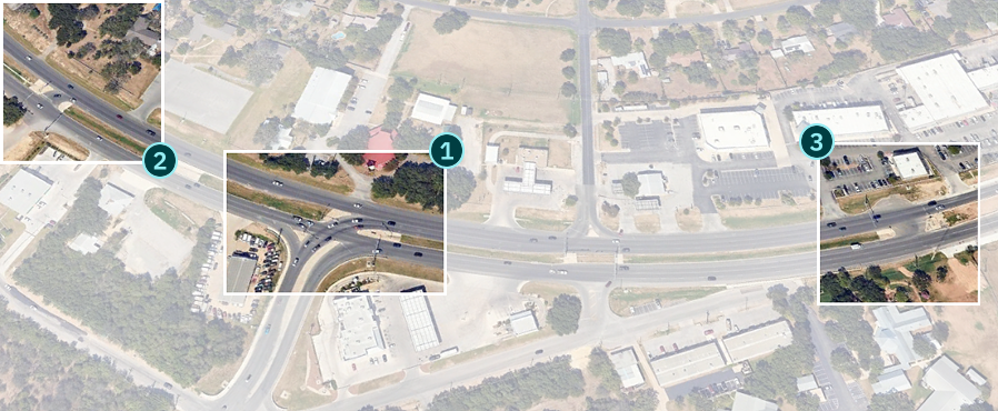 Aerial street view of common RCUTS Aerial street view of common RCUTS, numbered 1, 2, 3