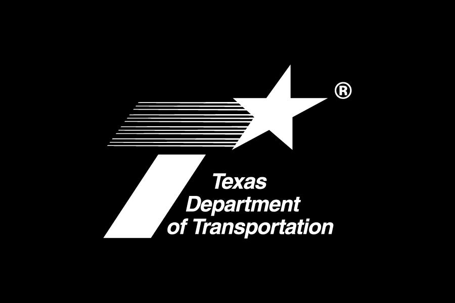 Logotipo de 3 líneas de TxDOT sobre fondo negro