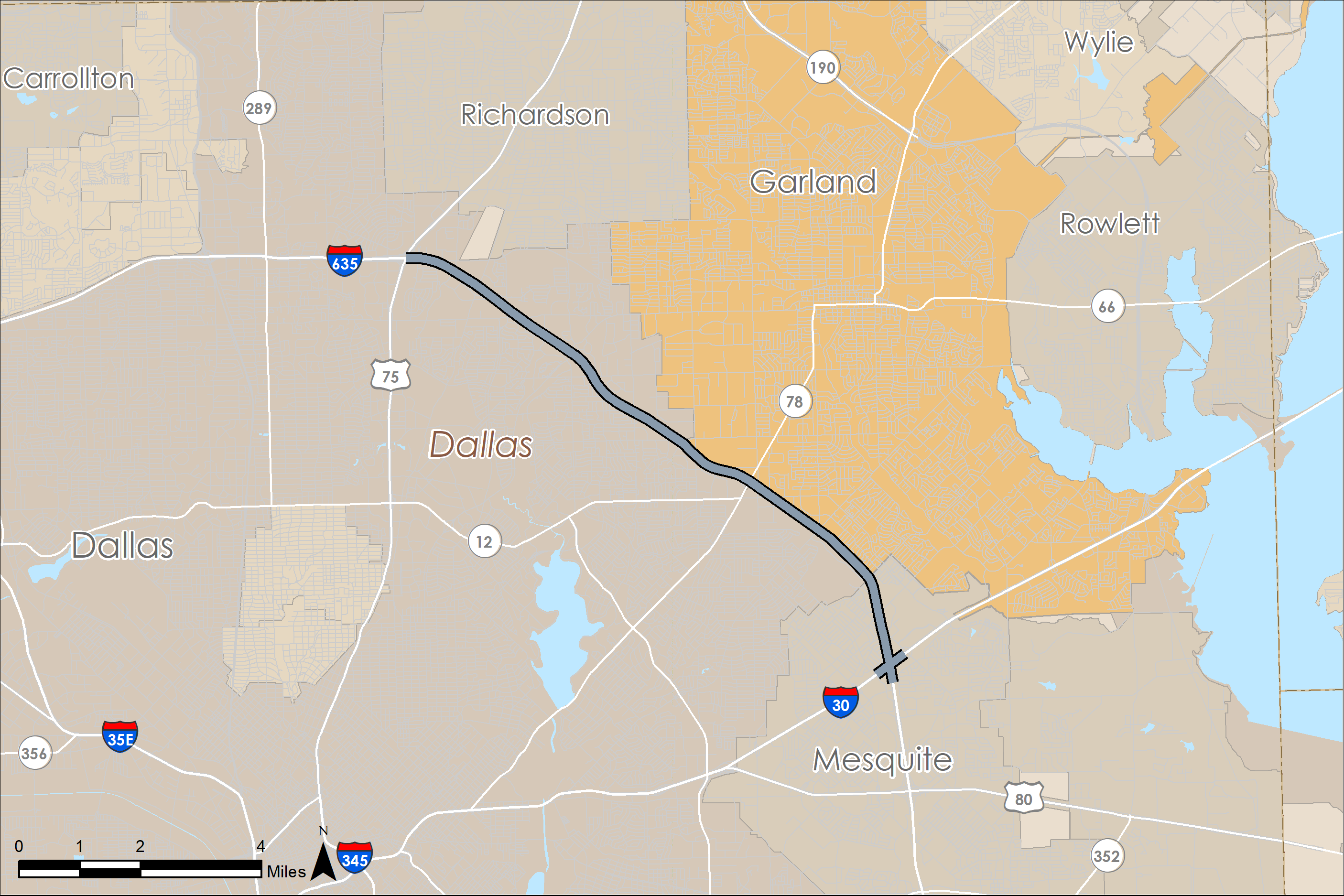 I-635 LBJ East map