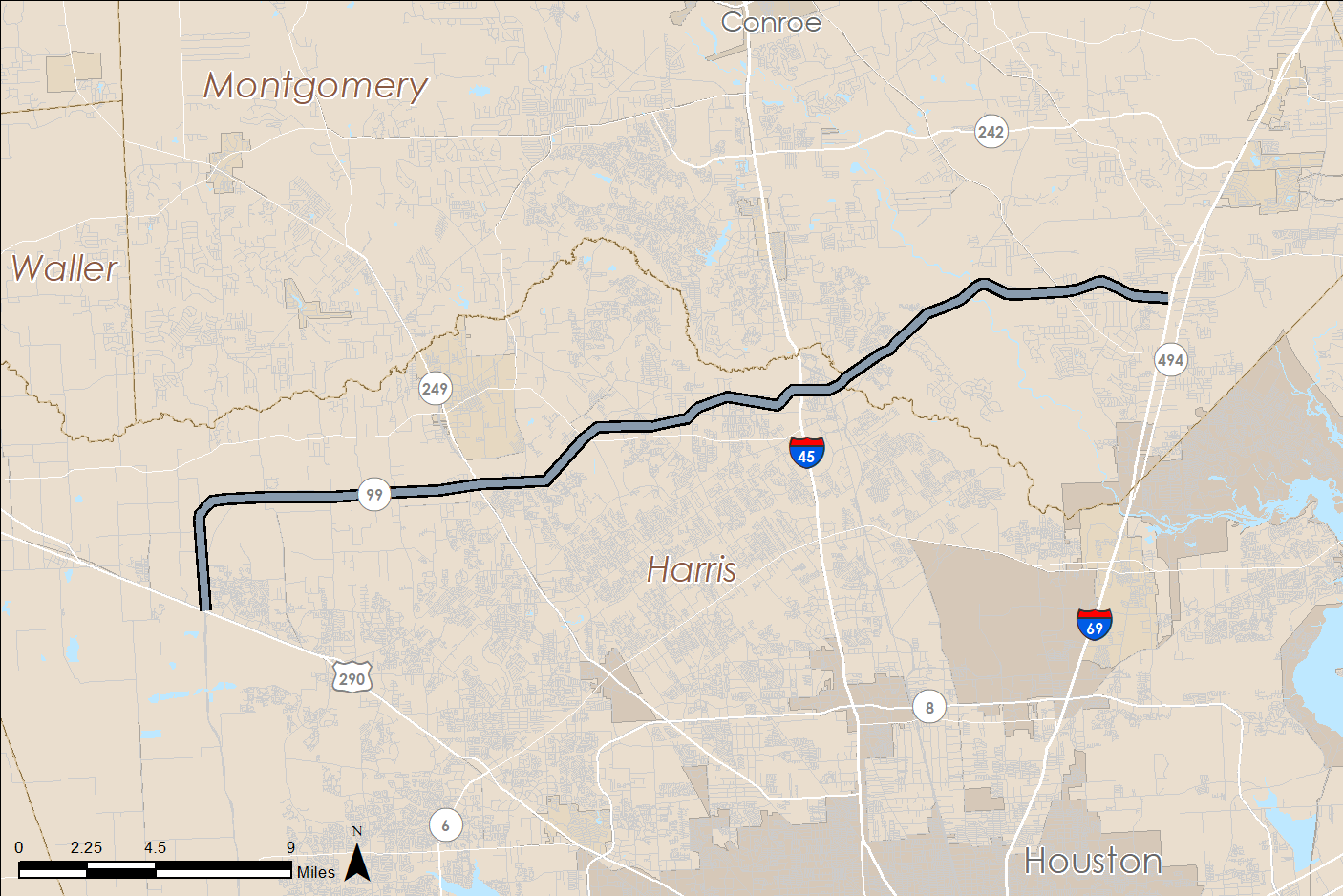SH 99 Grand Parkway F & G map
