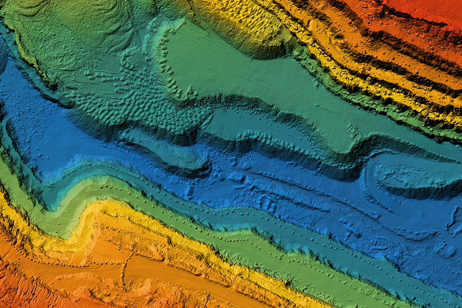 Imagen colorida del mapa topográfico