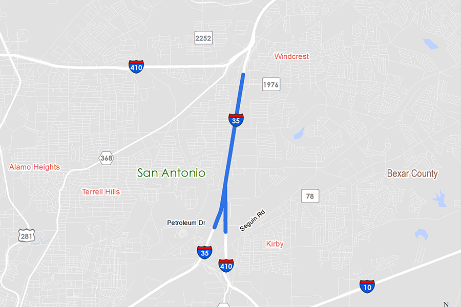Mapa del proyecto de la autopista IH-35