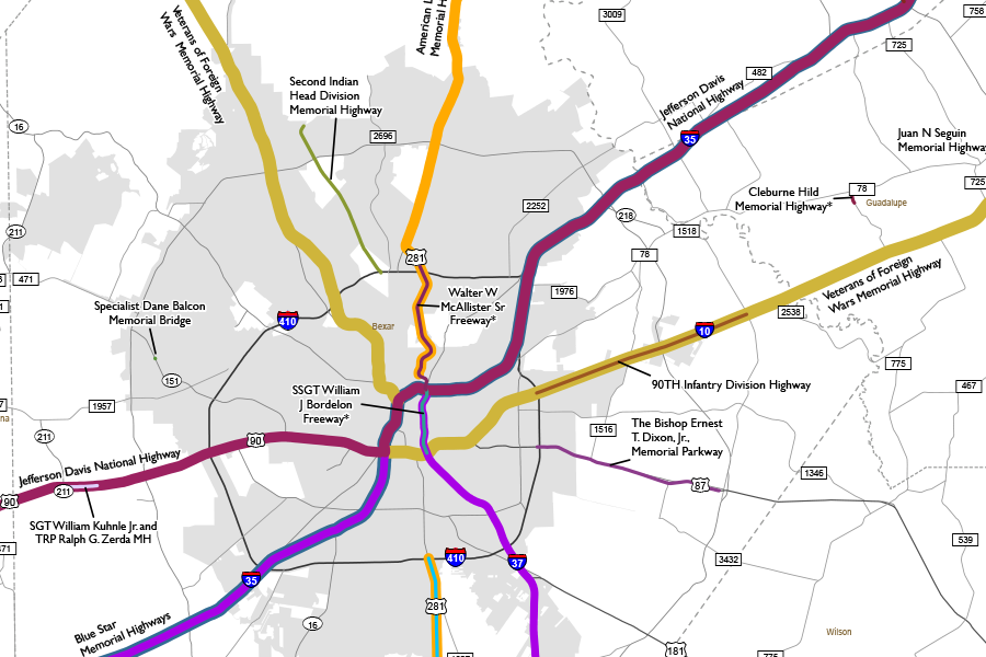 Memorial Highways map