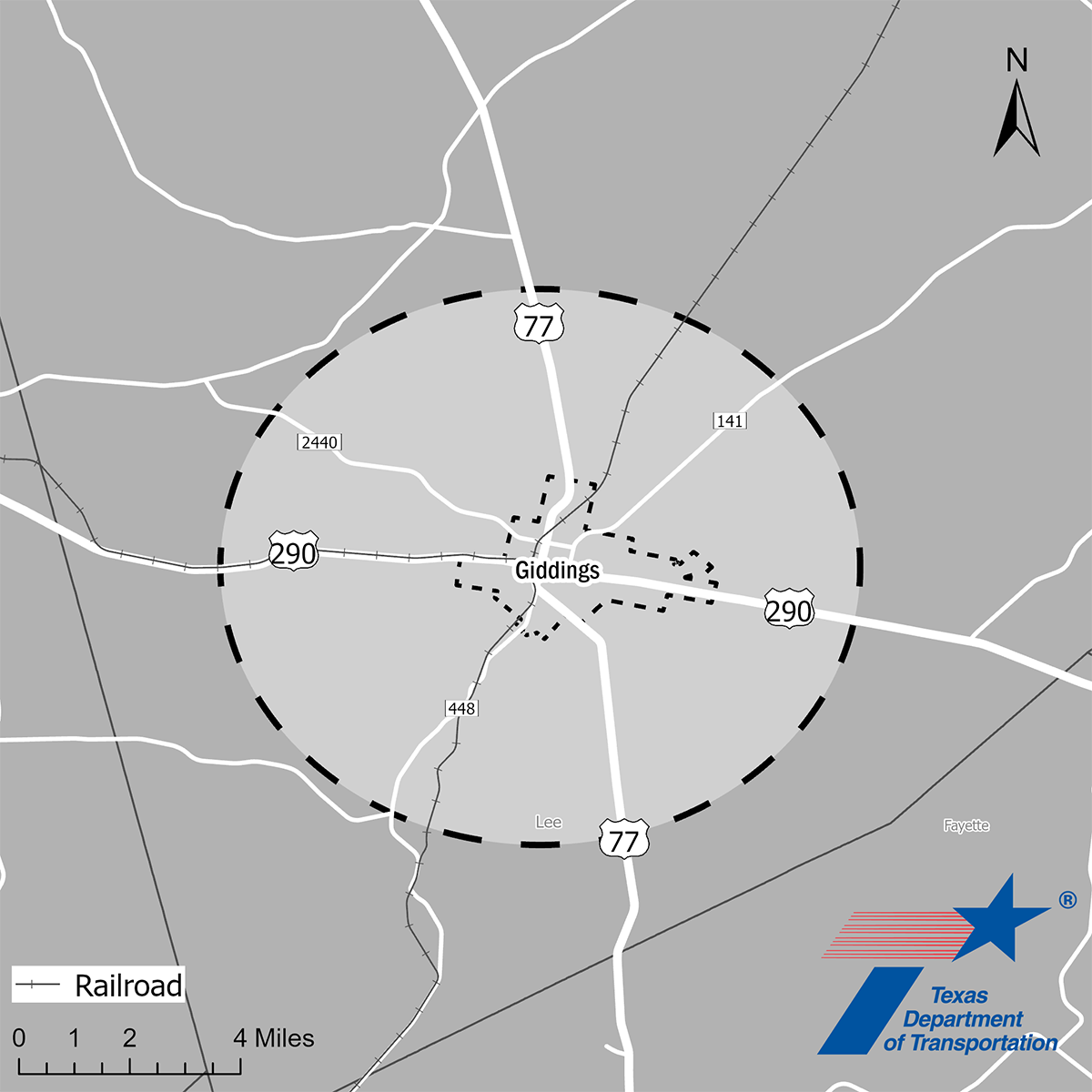 US 290 Study Area Map