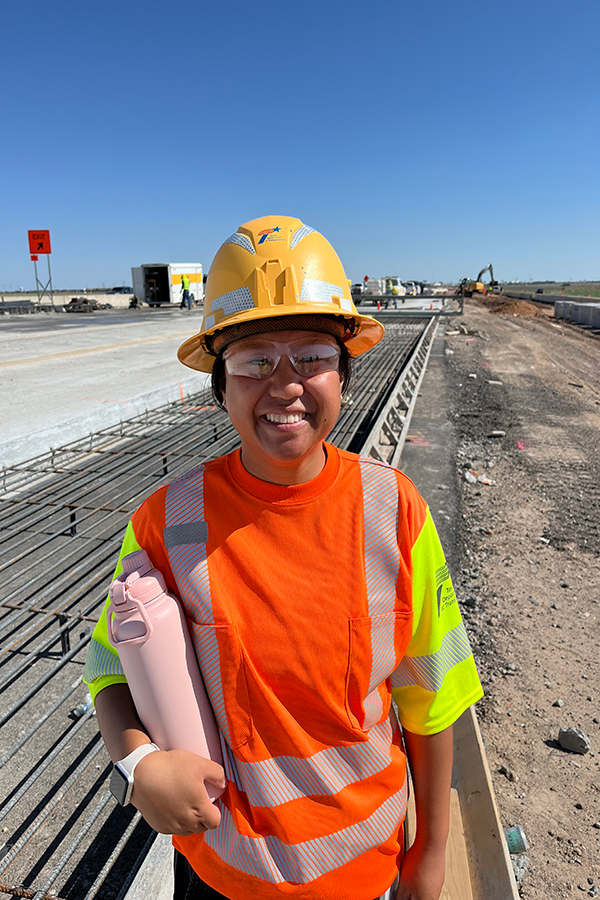 Amarillo engineer Julianna English celebrating International Women in Engineering Day.