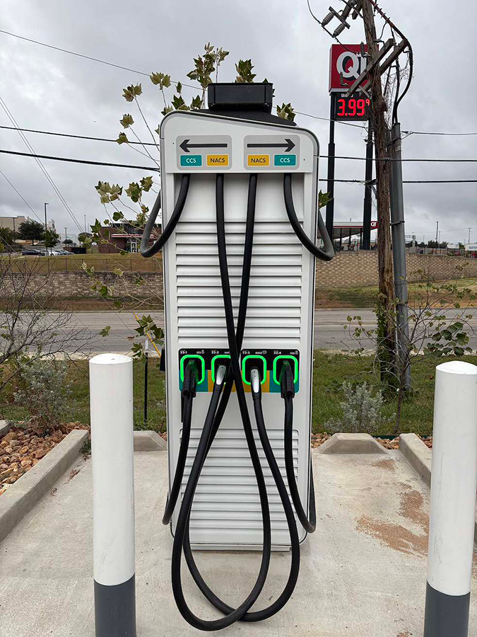 EV charging stations like this one are popping up across the state, and TxDOT has plans to add even more through 2027. 
