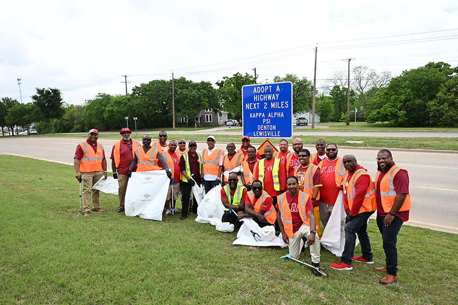 Volunteers helped collect roadside trash during Adopt-a-Highway's Trash Off in Denton, Texas.