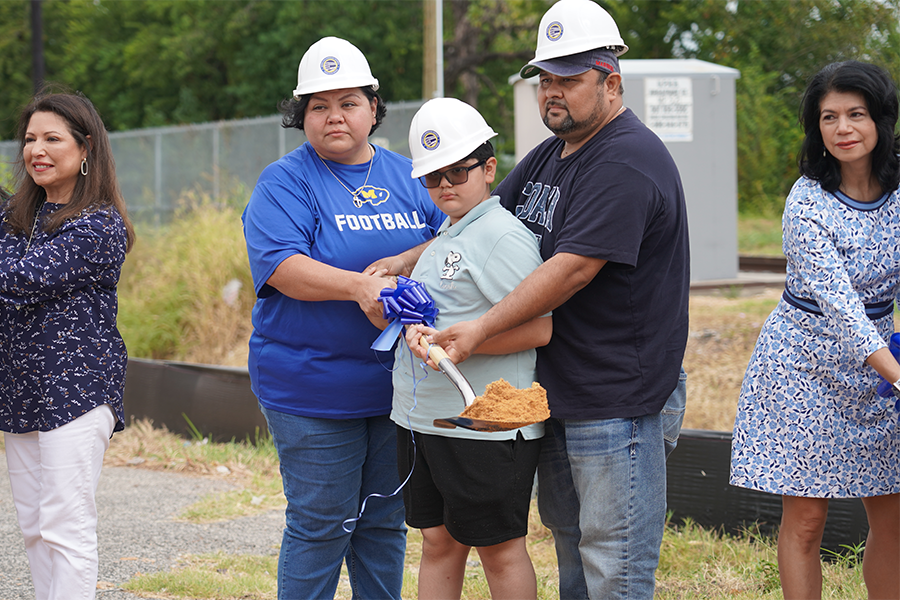 The family of Sergio Ivan Rodriguez attend the groundbreaking of the memorial pedestrian bridge being built in their son's memory.