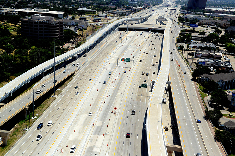 2026 construction update looking west at Greenville on TxDOT's I-635 LBJ East project.