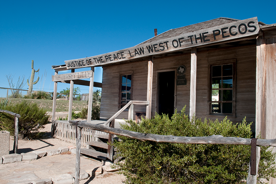 Judge Roy Bean' Law West of the Pecos was conducted on what are now the grounds of the Langtry Travel Information
Center. 